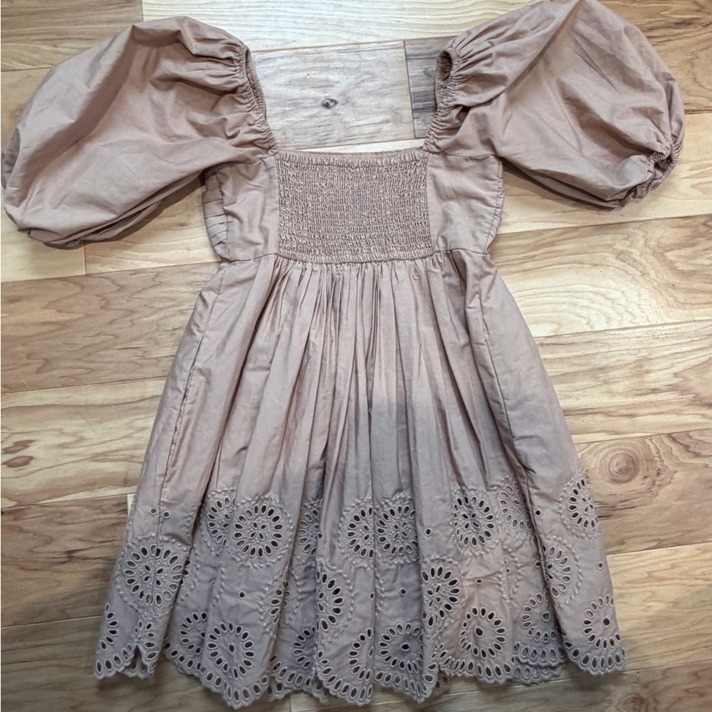 Abercrombie & Fitch Eyelet Puff Sleeve Mini Dress XS Cottagecore Croquette - Picture 6 of 12